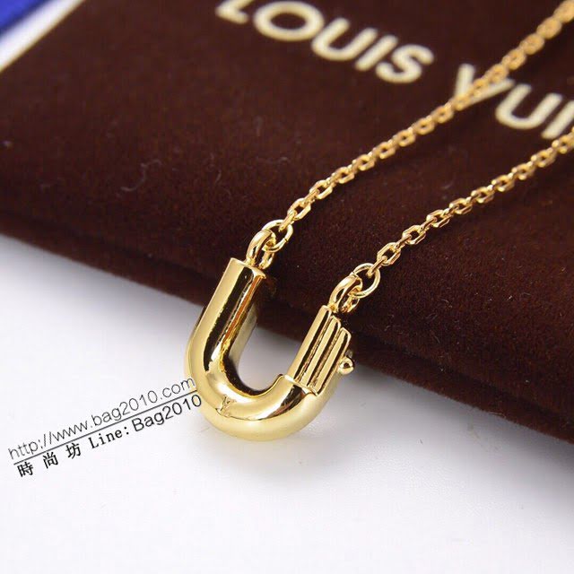Louis Vuitton新款飾品 路易威登字母U項鏈 LV簡約金色字母鎖骨鏈  zglv2201